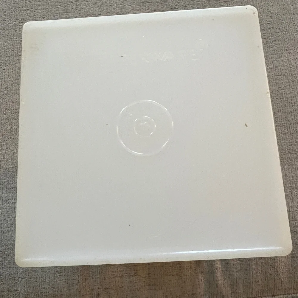 Vintage Tupperware Square Canister Sheer White with Lid 8.5 Inch Tall 807-9